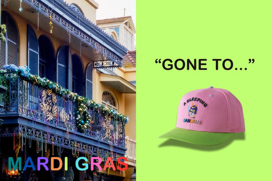 A SLEEPING SAMURAI® COLLEGE "GONE TO MARDI GRAS" CAP