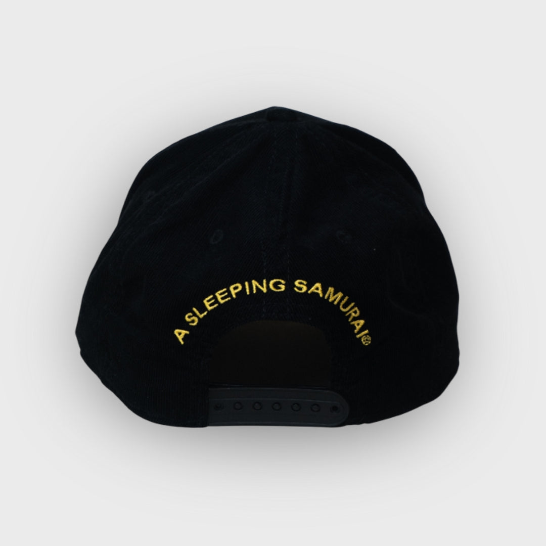 A Sleeping Samurai Happy Flowers Black Corduroy Cap Back View