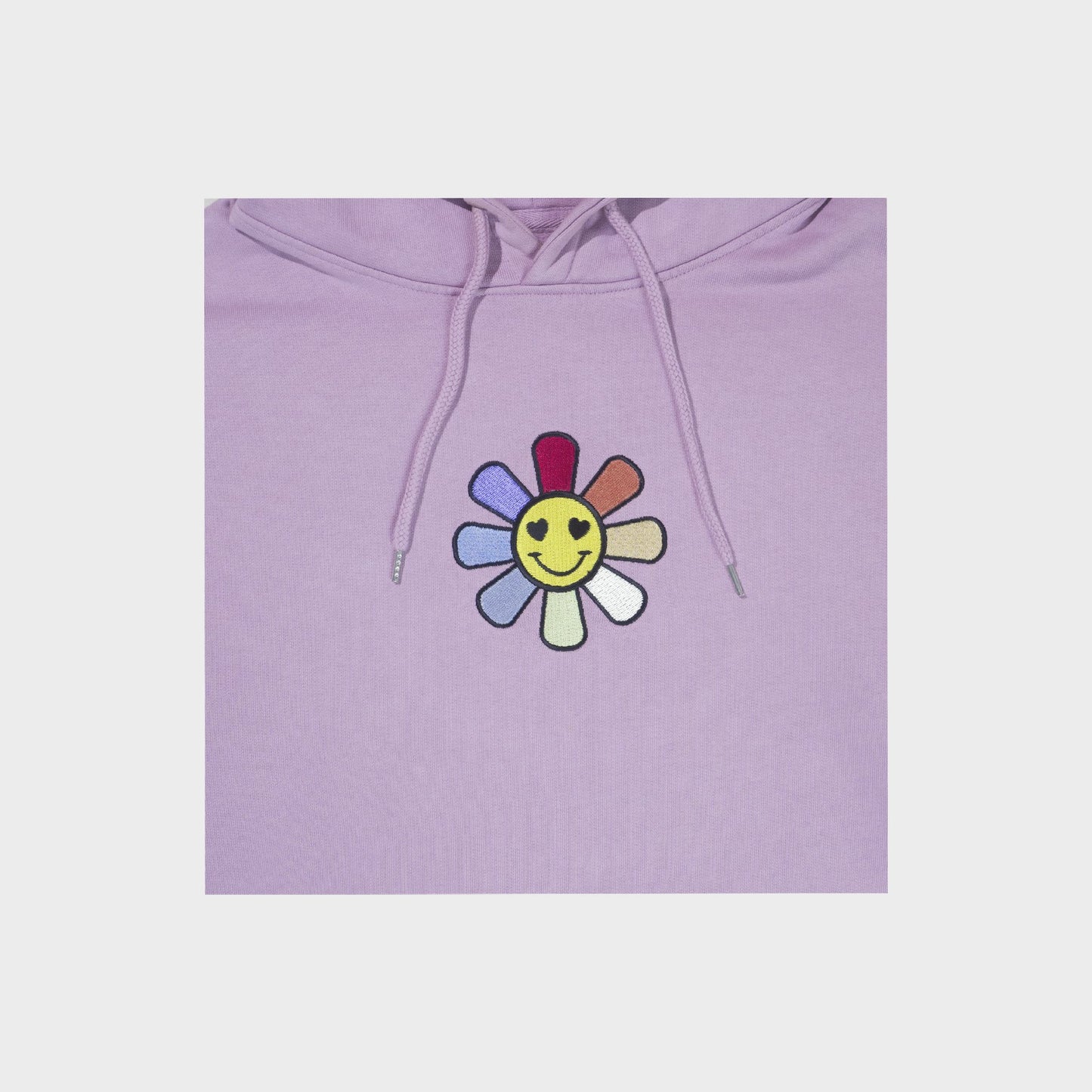 A Sleeping Samurai Happy Flowers Pink Hoodie Embroidery Closeup