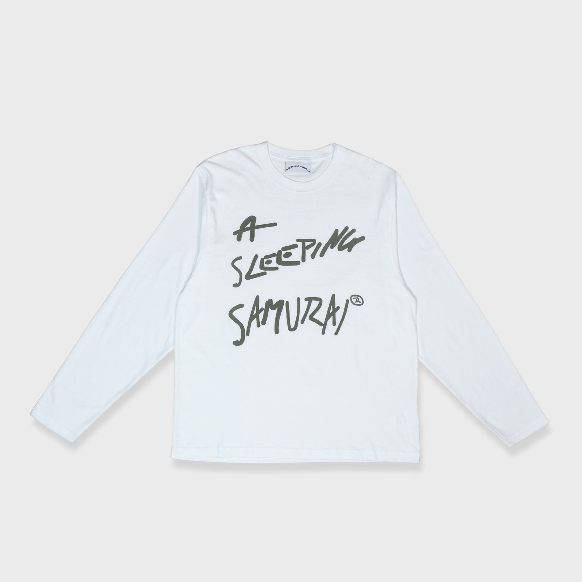 A Sleeping Samurai Graffiti Message Long Sleeve TShirt Front 