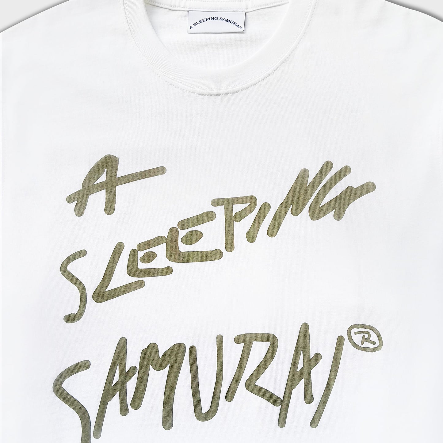 A Sleeping Samurai Graffiti Message Long Sleeve TShirt Front Closeup 