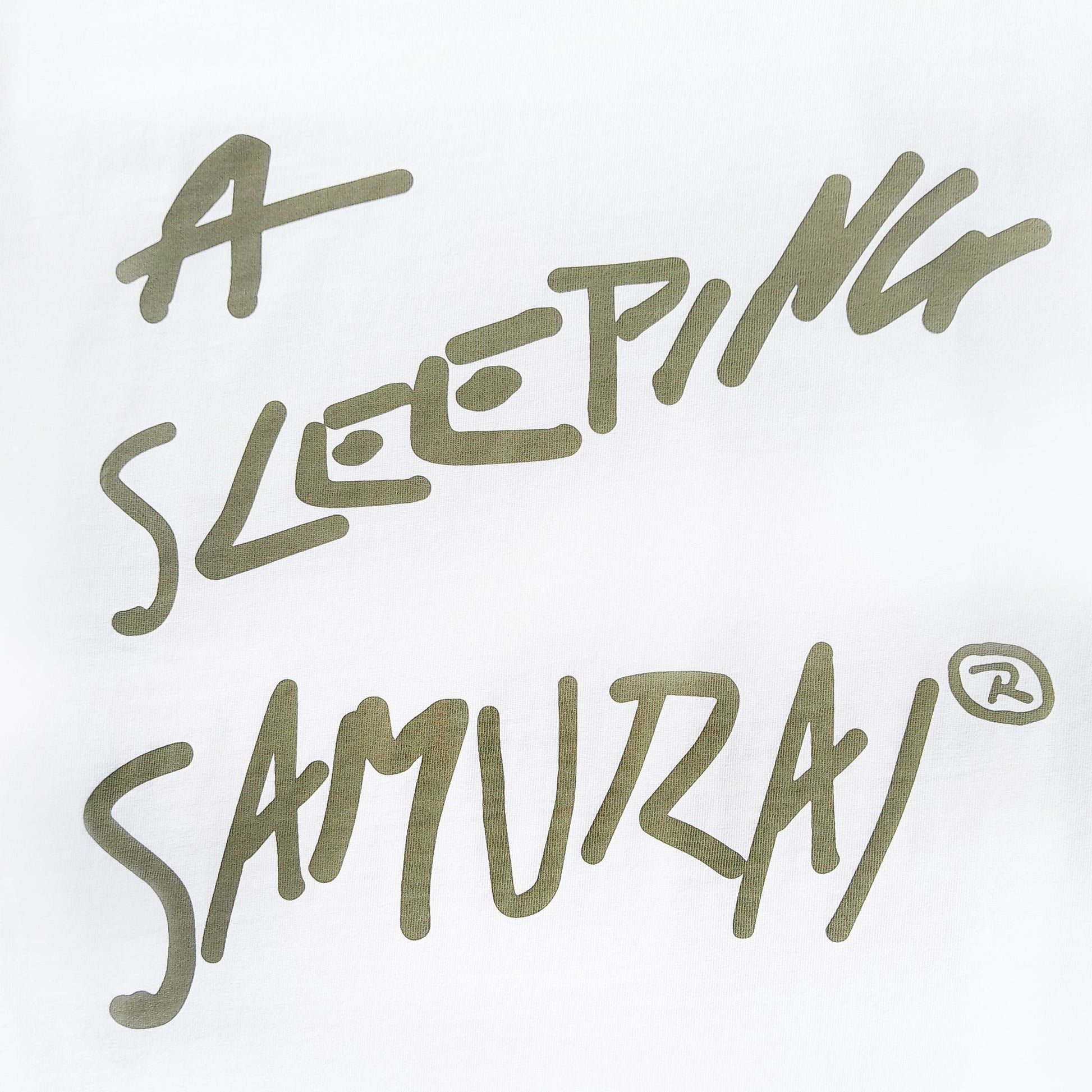 A Sleeping Samurai Graffiti Message Long Sleeve TShirt Front Closeup