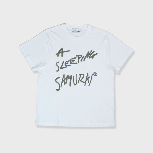 A Sleeping Samurai Graffiti Message Short Sleeve TShirt Front