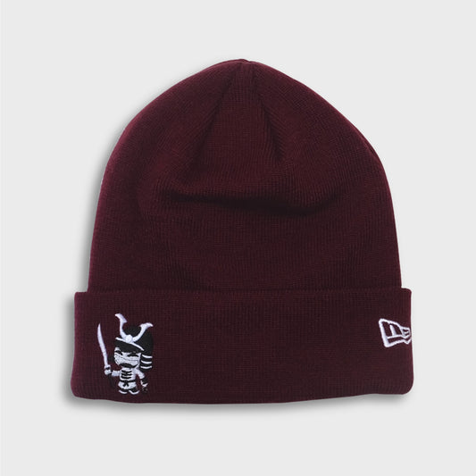 A Sleeping Samurai New Era Burgundy Beanie front view